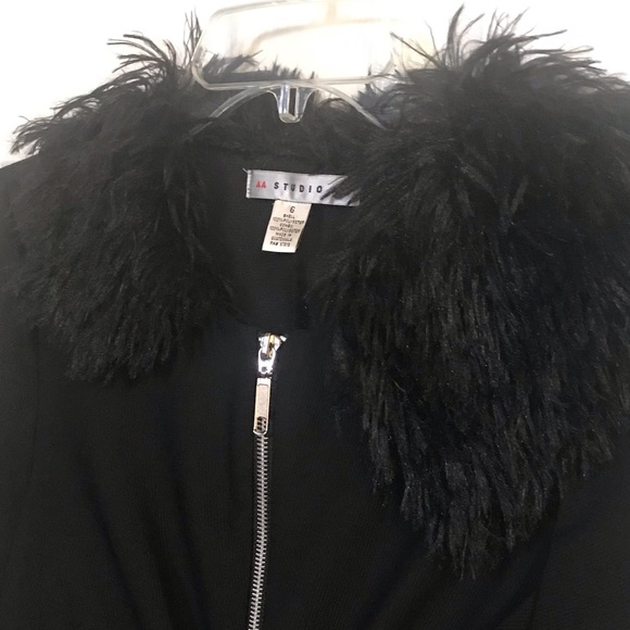 AA Studio Dress w/black faux fur collar - Picture 2 of 3